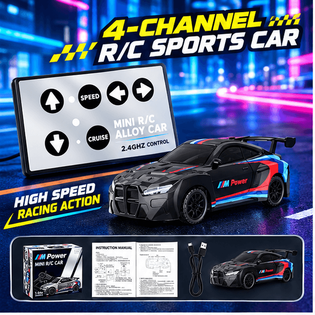 BMW M4 1:64 Alloy 4WD Metal Desktop Drift Car Flat Remote