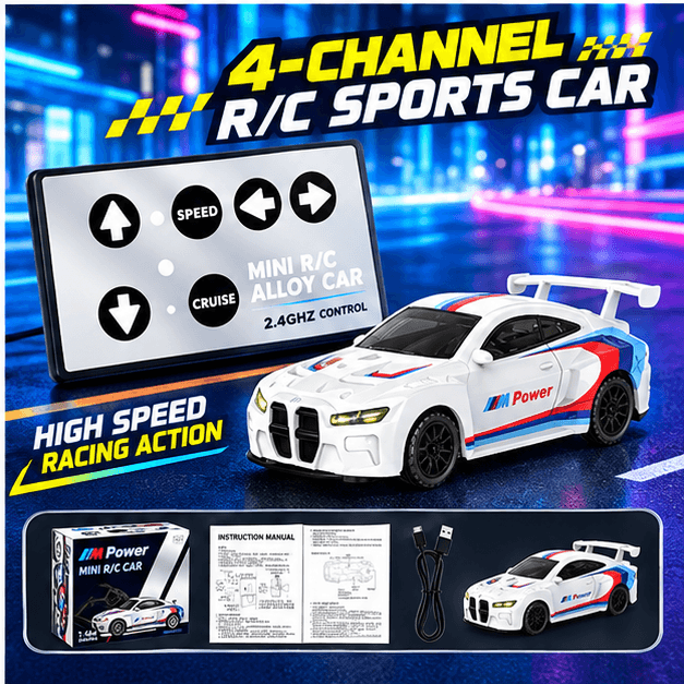 BMW M4 1:64 Alloy 4WD Metal Desktop Drift Car Flat Remote