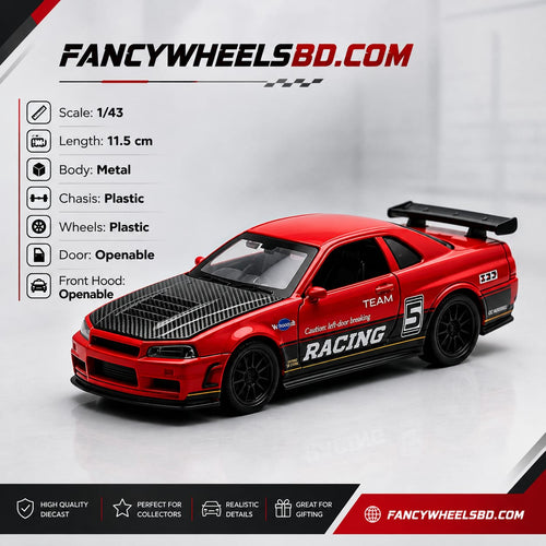 1:43 Scale Nissan Skyline GT-R R34 Inspired Racing Car Model (NO BOX) Price in Bangladesh