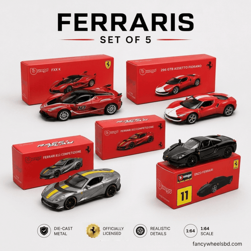1:64 Bburago Ferraris - Set of 5 - Official Licensed Price in Bangladesh