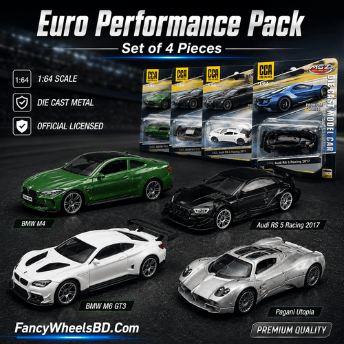 1:64 Euro Performance Pack Diecast Car | Set of 4 Pieces FancyWHeels Bangladesh