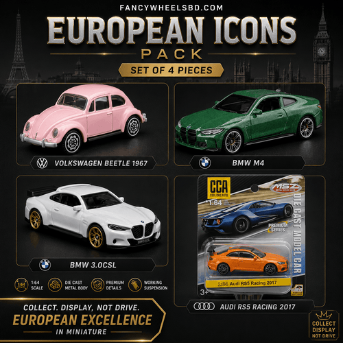 1:64 European Icon Pack Diecast Car | Set of 4 Pieces