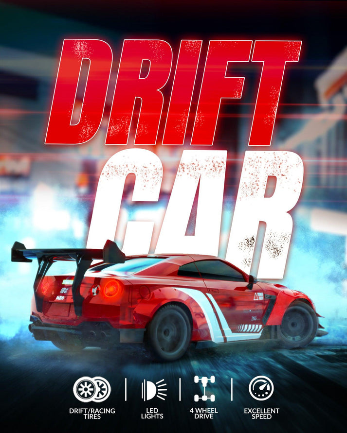Upgraded Nissan GT-R (R35) 4WD RC Drift Car Dual Batteries with Accessories