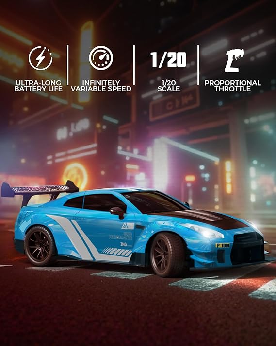 Upgraded Nissan GT-R (R35) 4WD RC Drift Car Dual Batteries with Accessories