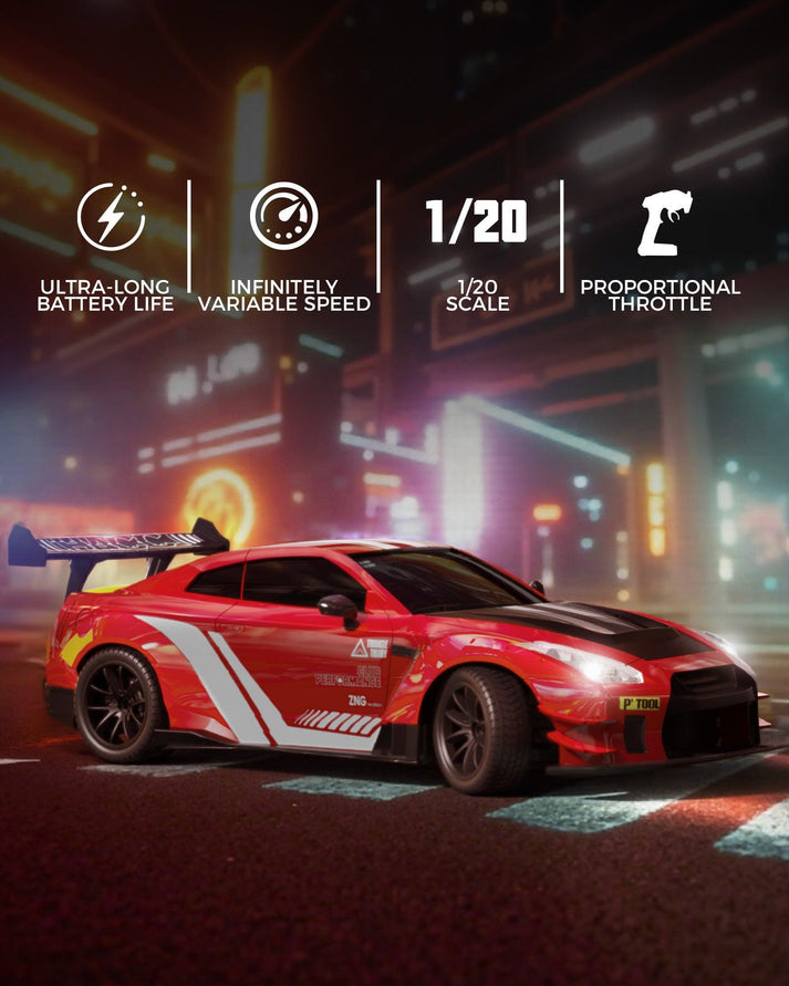 Upgraded Nissan GT-R (R35) 4WD RC Drift Car Dual Batteries with Accessories