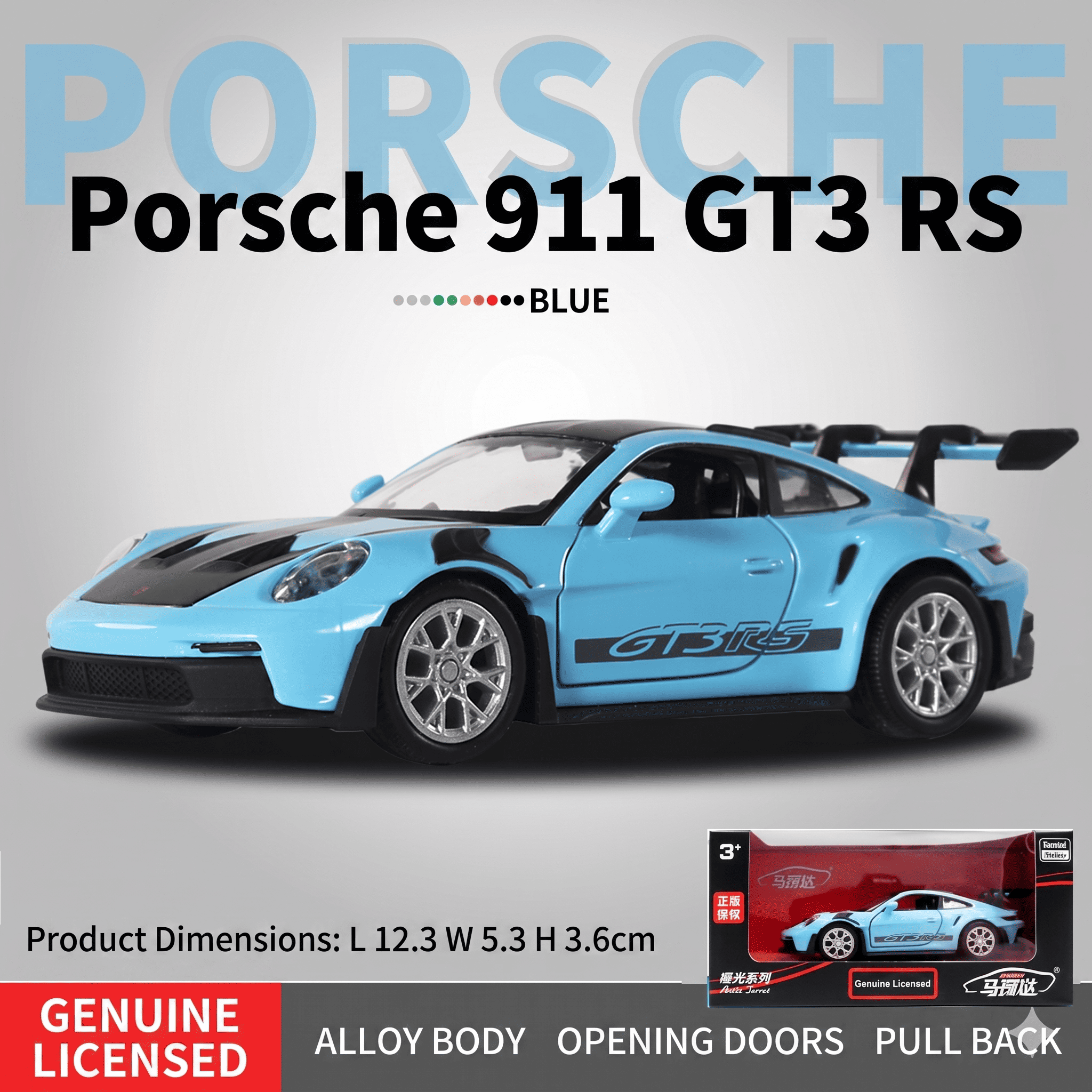 1:36 Porsche 911 GT3 RS Diecast Model Car