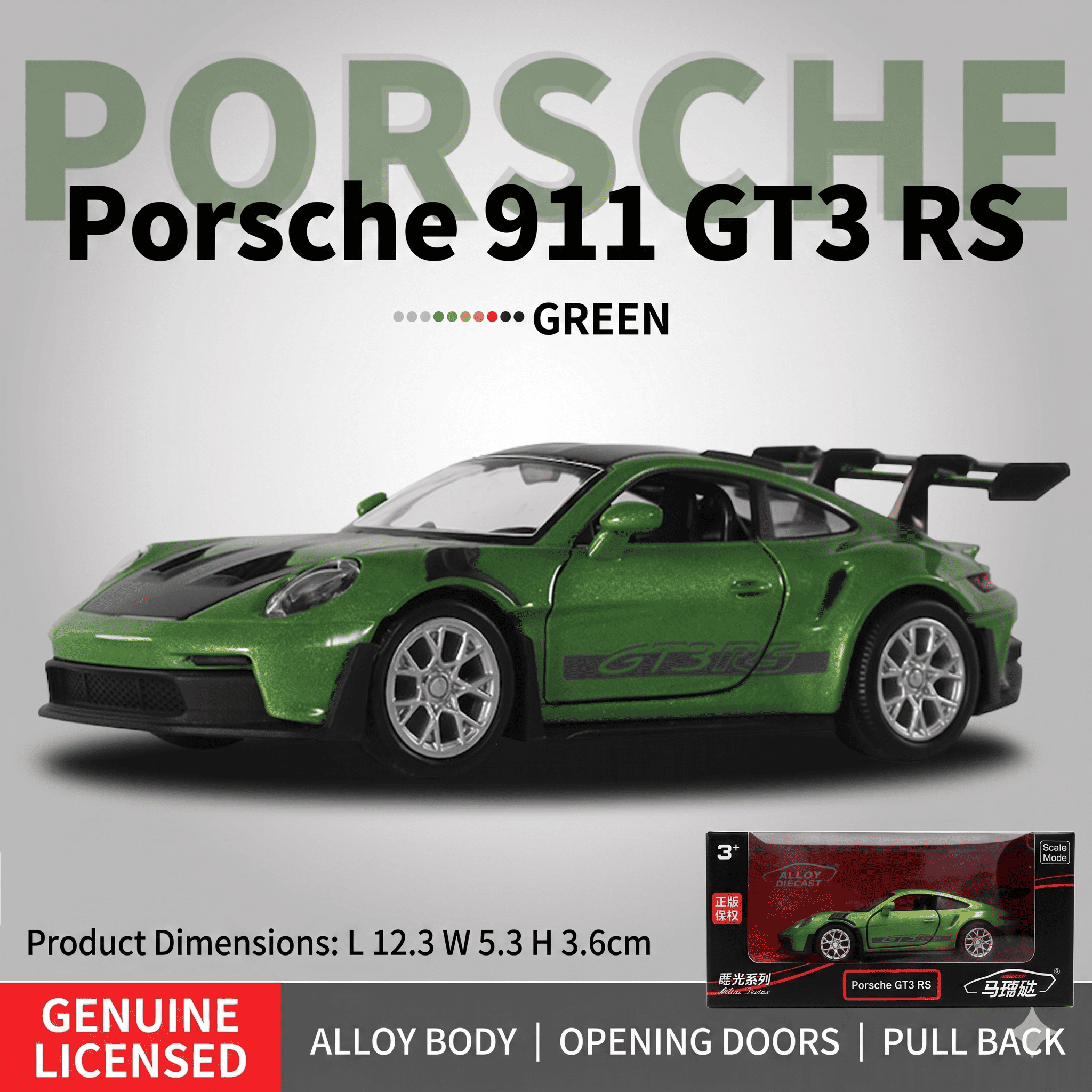 1:36 Porsche 911 GT3 RS Diecast Model Car