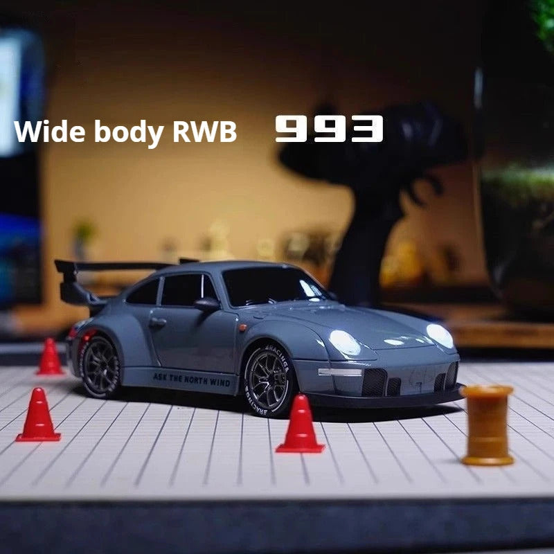 Porsche 993 911 RWB 4WD RC Drift Car With Tires & Traffic Cones