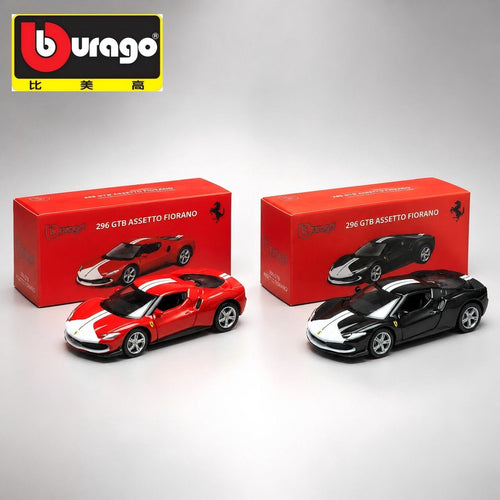Bburago 1:64 Ferrari 296 GTB Assetto Fiorano Diecast Model Car Red and Black Model