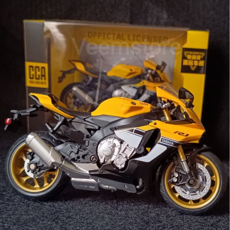 CCA 1:12 YAMAHA YZF-R1 Yellow Official Licensed Diecast Model Bike