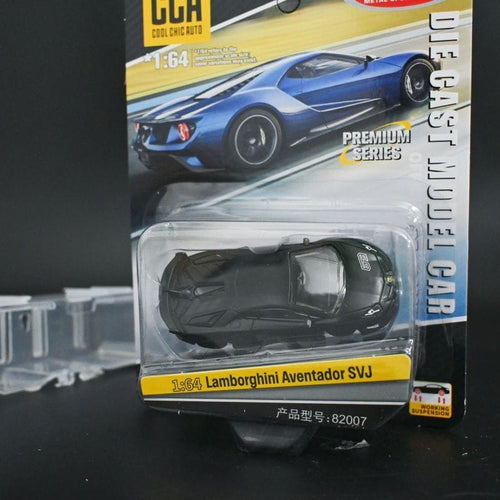CCA 1:64 Lamborghini Aventador SVJ (Black) Diecast Model Car Blister Packaging