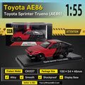 CCA 1:64 Toyota Sprinter Trueno AE86 Diecast Model with Acrylic Display Box (Red/Black) FancyWheels BD