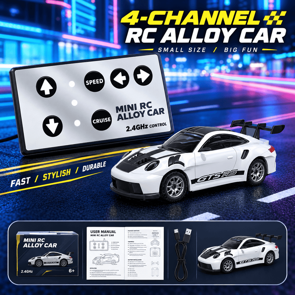 GT3 RS 1:64 Alloy 4WD Metal Desktop Drift Car Flat Remote