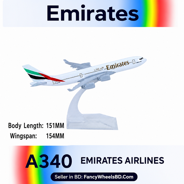 Emirates Airbus A340 Diecast Airplane Model with Base Price in Bangladesh