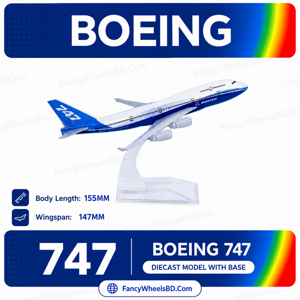 Boeing B747 Diecast Airplane Model with Base
