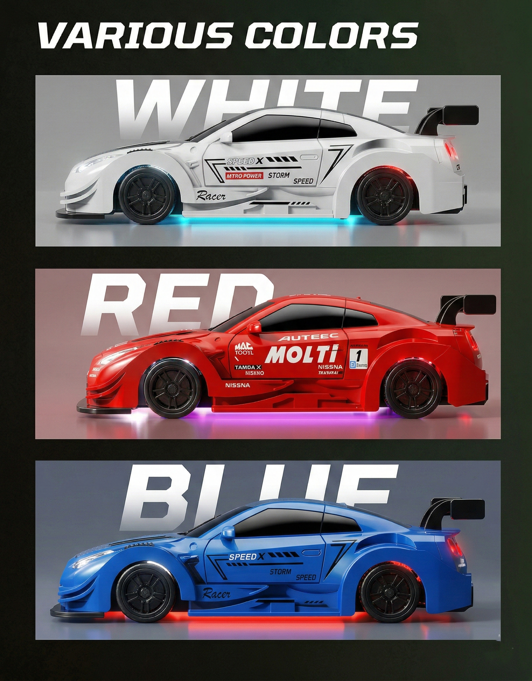 1:43 Scale Alloy 4WD Metal Premium Drift Car With Accessories