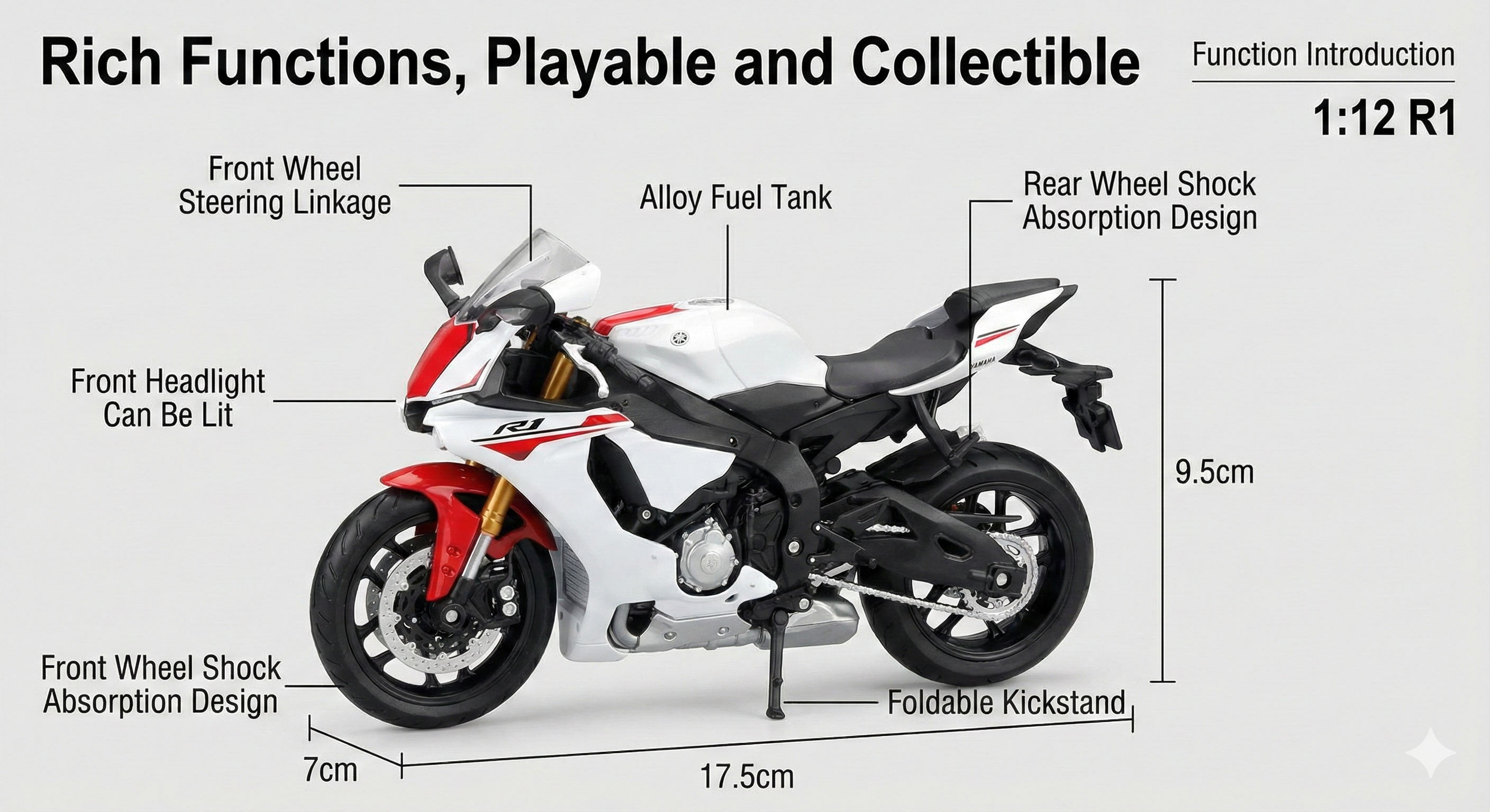 Yamaha R1 Diecast Model Bike details