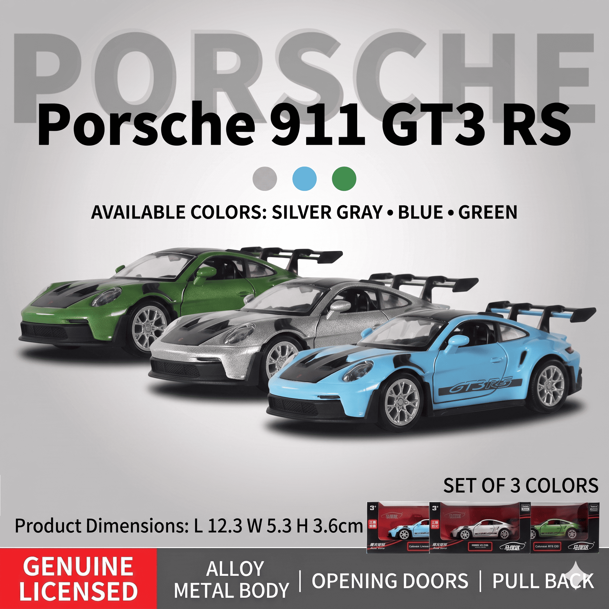 1:36 Porsche 911 GT3 RS Diecast Model Car