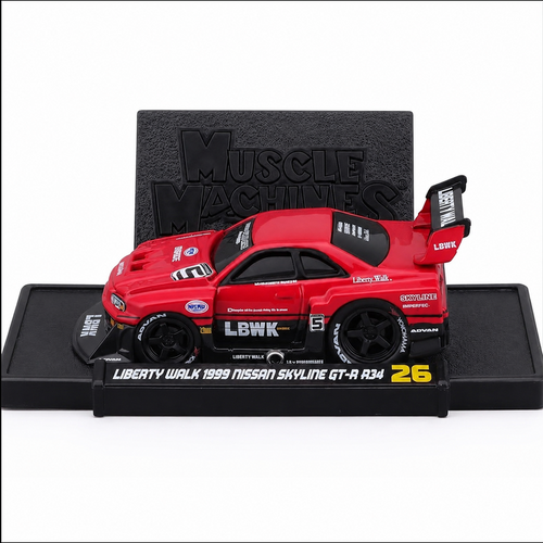 Maisto 1:64 Muscle Machines Liberty Walk 1999 Nissan Skyline GT-R R34 FancyWheelsBd