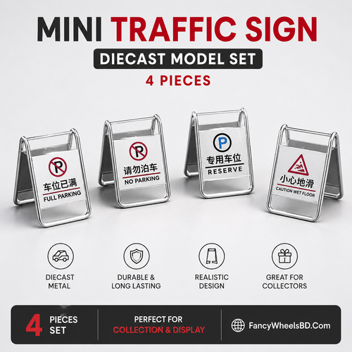 Mini Traffic Sign Diecast Model Set – 4 Pieces Price in BD