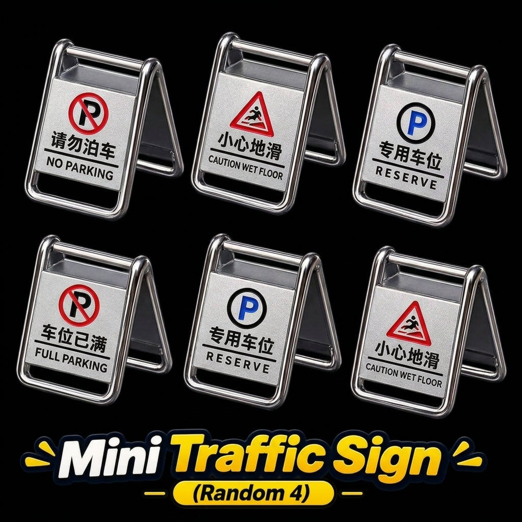 Mini Traffic Sign Diecast Model Set – 4 Pieces Random 4