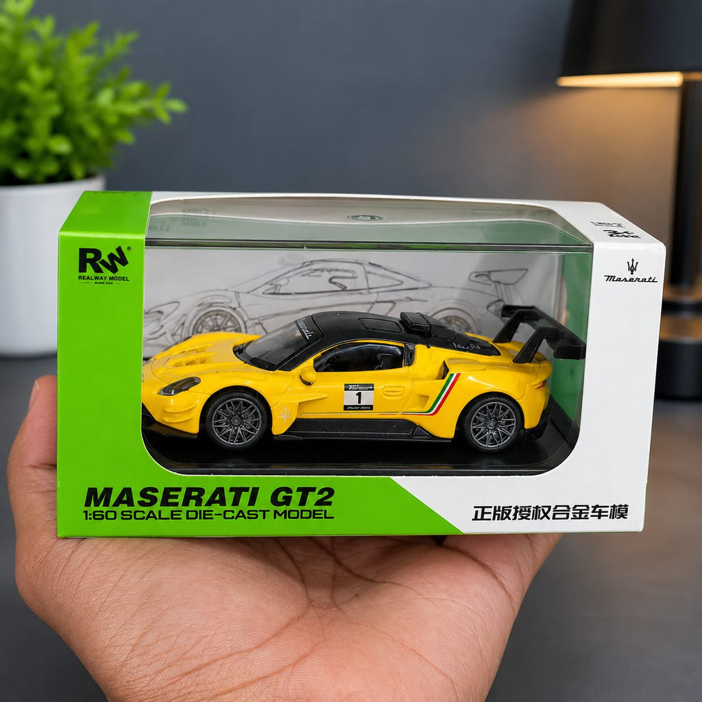 RW 1:64 Officially Licensed Maserati GT2 Diecast Model Car with Acrylic Box FancyWheels BD