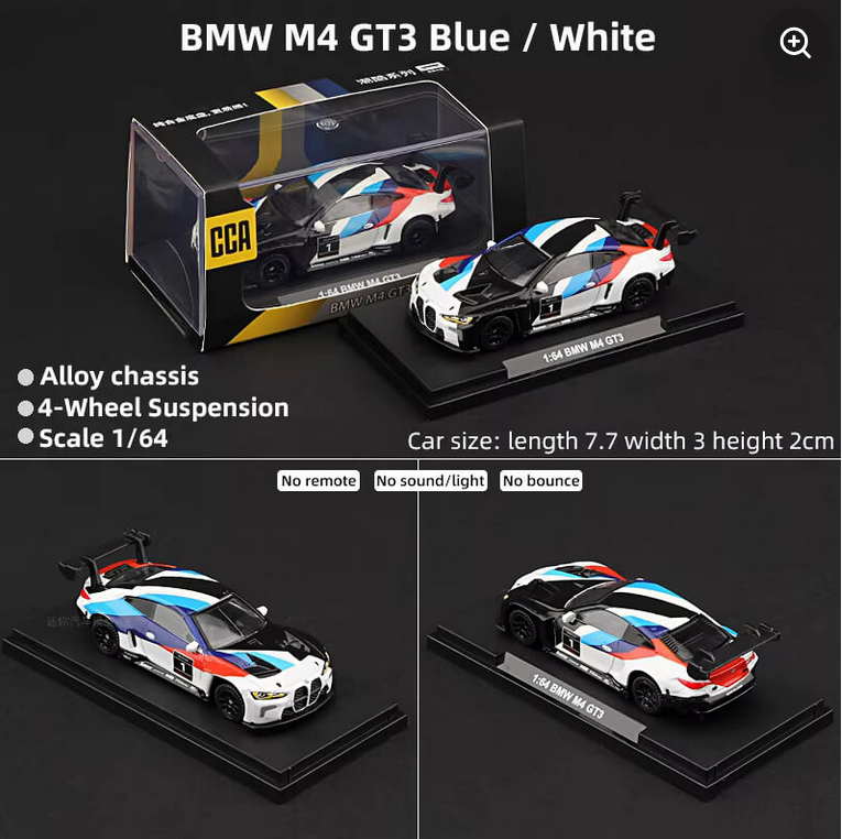 CCA 1:64 BMW M4 GT3 Blue/White Diecast Model Car