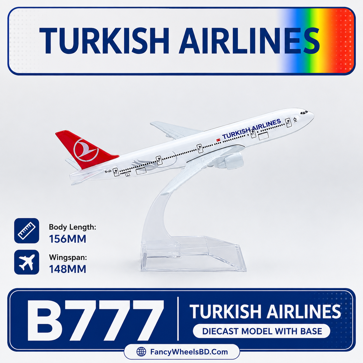 Turkish Airlines B777 Diecast Airplane Model with Base Price in Bangladesh