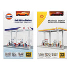 CCA Gulf/Shell Gas Station Diorama Set With Random Diecast Car Model