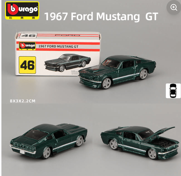 Bburago 1:64 1967 Ford Mustang GT Die-Cast Model Car
