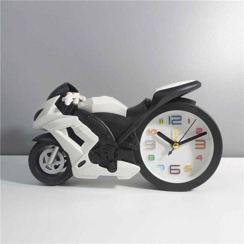 MotorCycle Themed Alarm Clock white