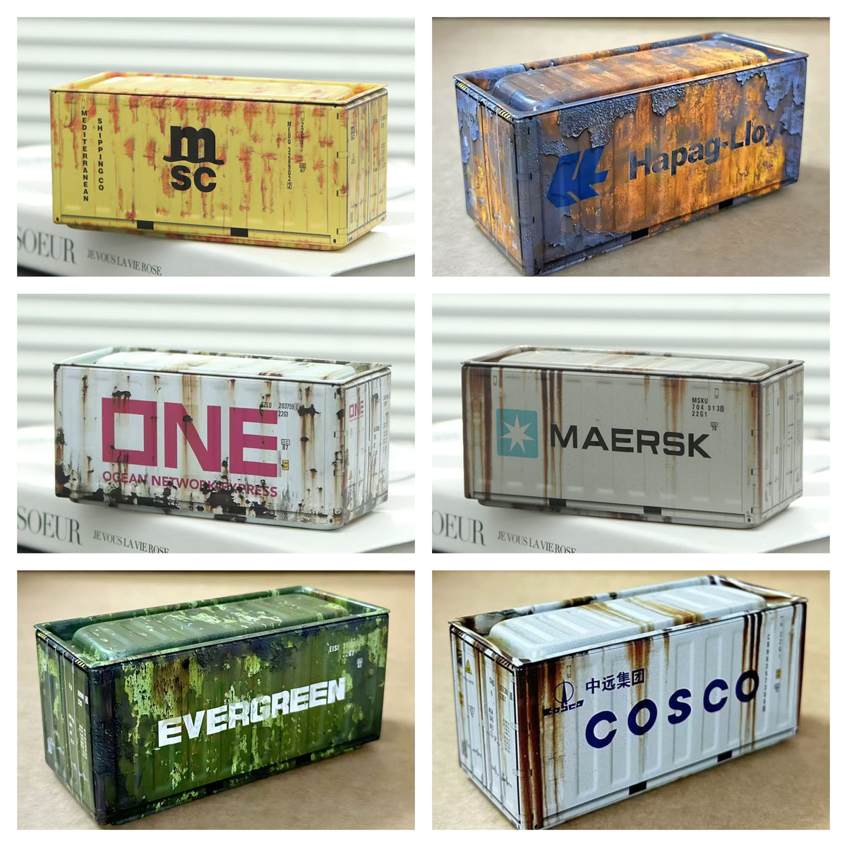 Mini Cargo Container Storage Box - Distressed Series - Set of 6 ...