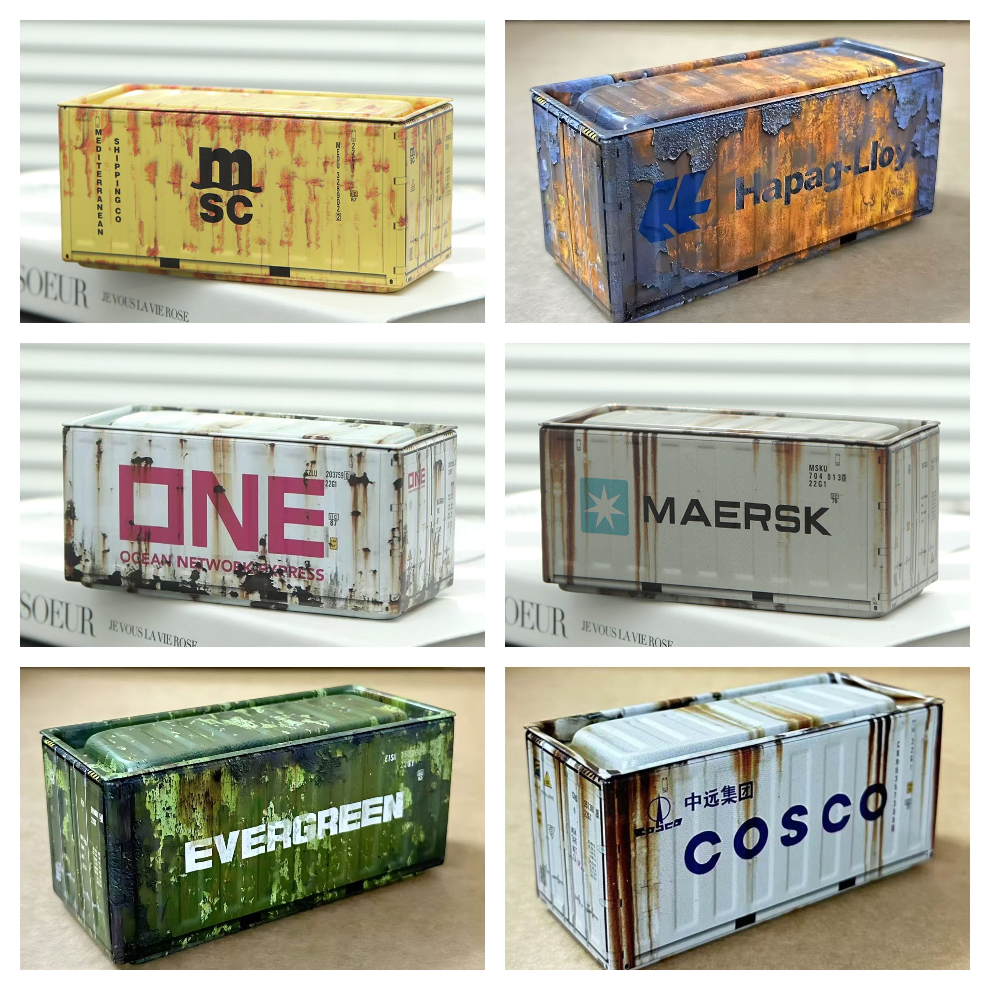 Mini Cargo Container Storage Box - Distressed Series - Set of 6
