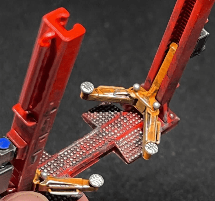 Distressed Look Two-Post Car Lift For Diorama - Red