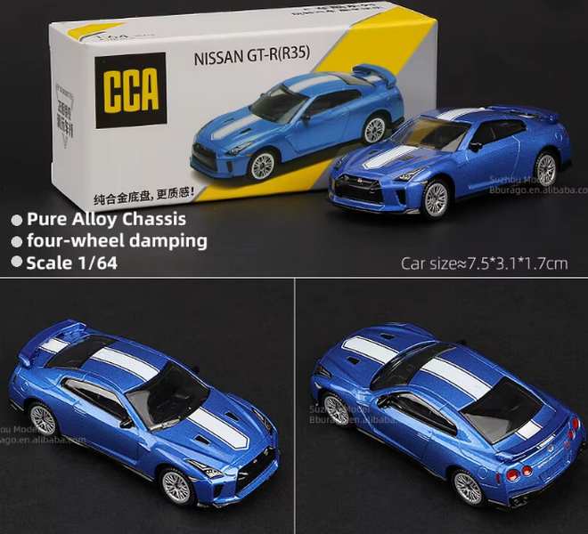 CCA 1:64 Nissan GTR R35 Blue Diecast Model Car