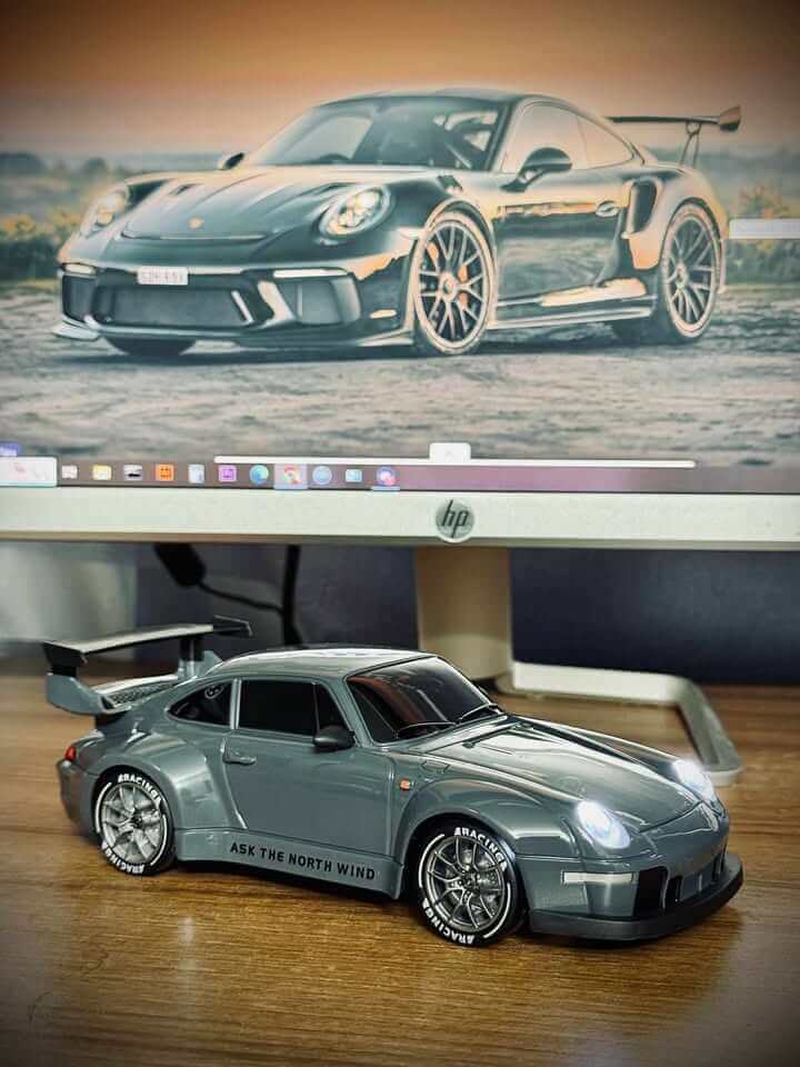 Porsche 993 911 RWB 4WD RC Drift Car With Tires & Traffic Cones - Real photo 3