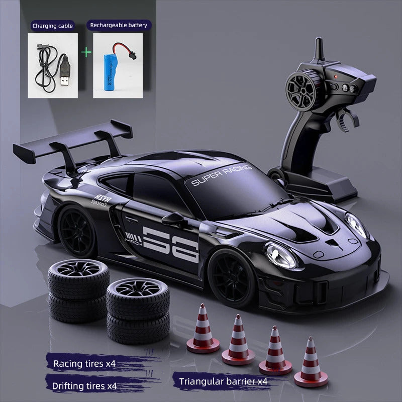 Porsche 911 GT3 RS 4WD RC Drift Car With Tires & Traffic Cones