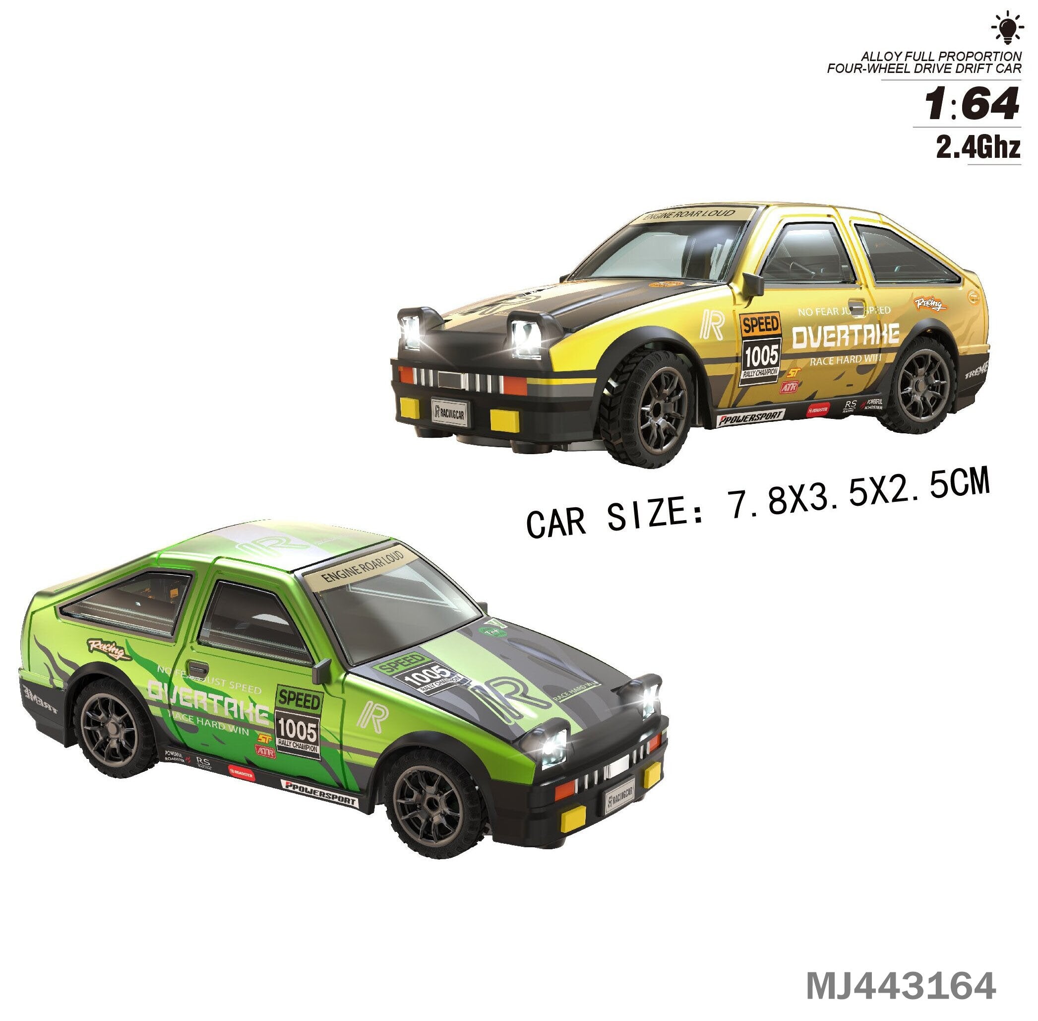 AE86 1:64 Alloy 4WD Metal Desktop Drift Car Flat Remote