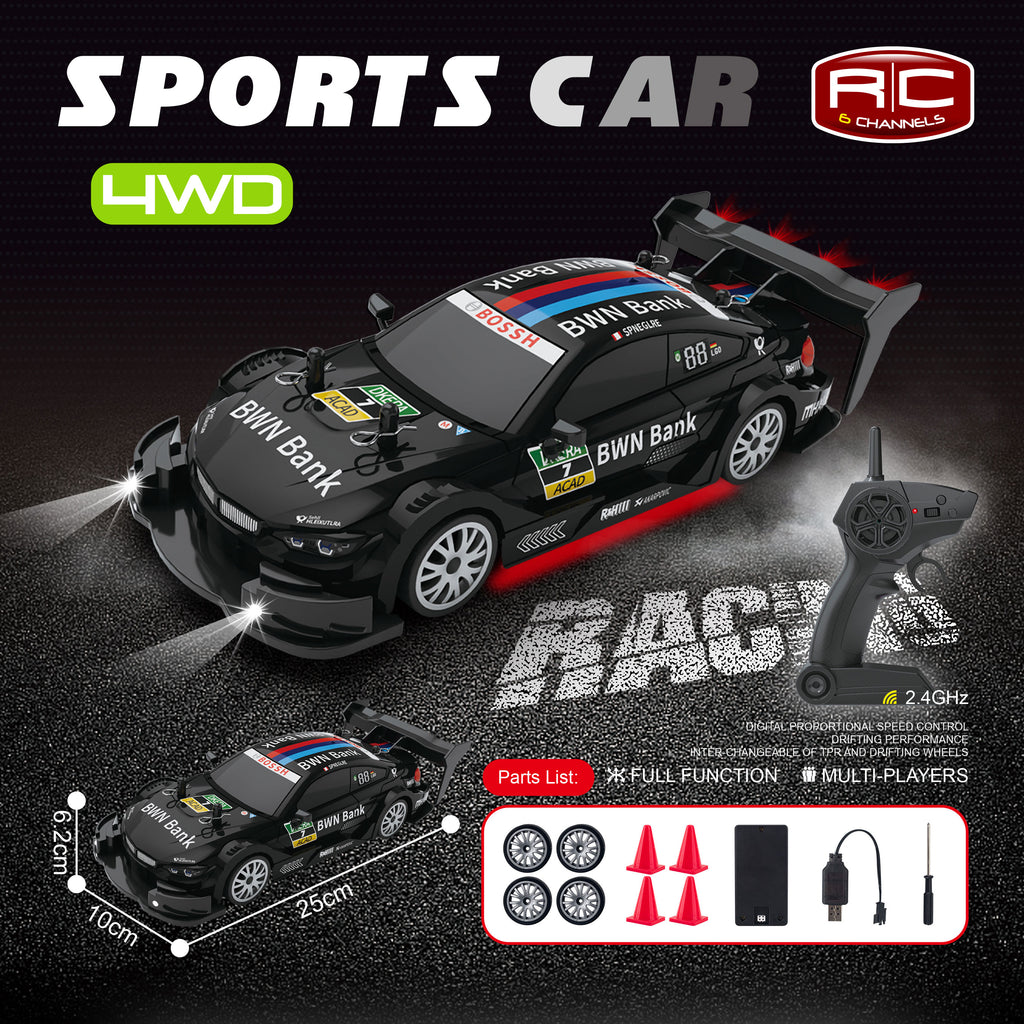 Black BMW M4 DTM 4WD RC Drift Car With Tires & Traffic Cones