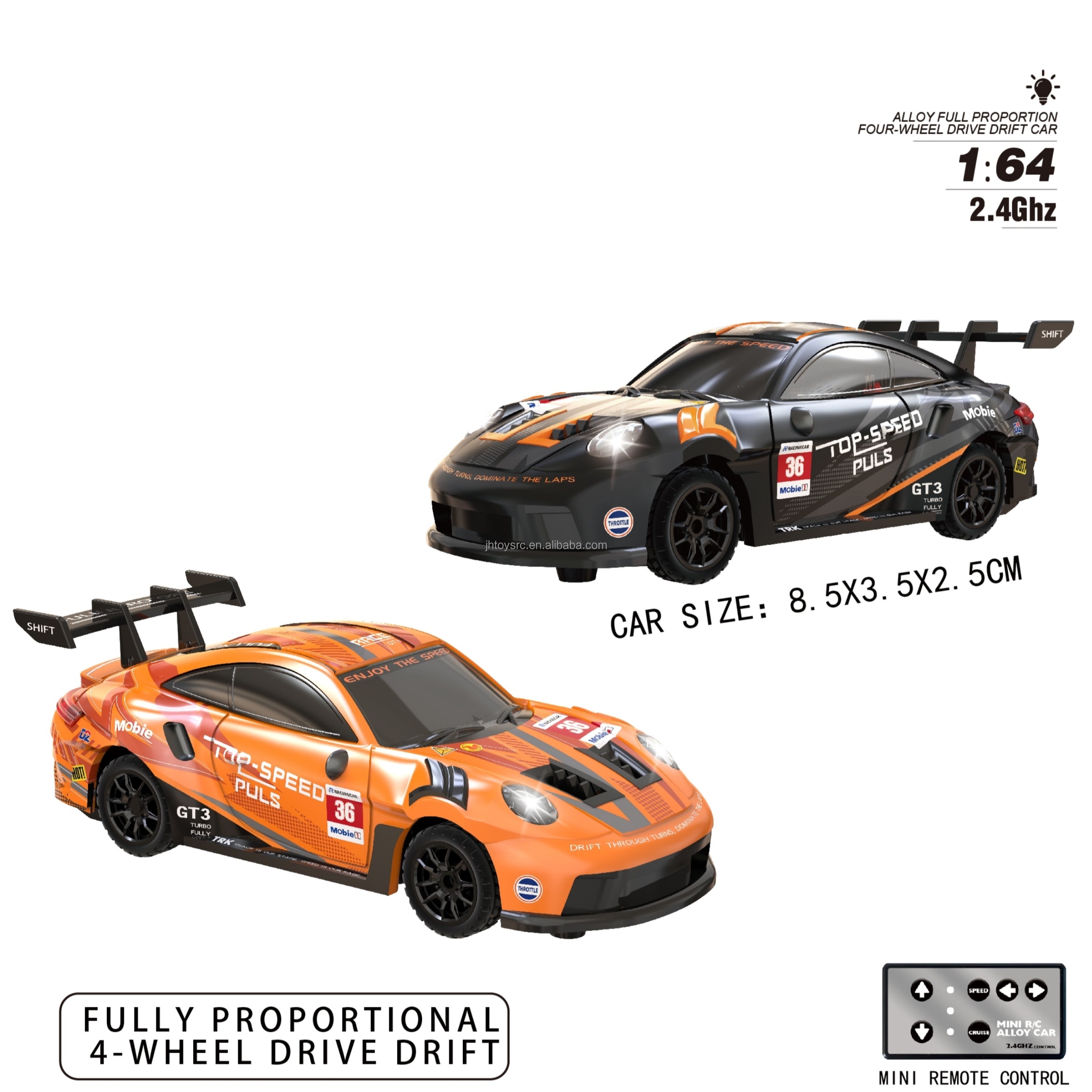 911 GT3 RS 1:64 Alloy 4WD Metal Desktop Drift Car Flat Remote