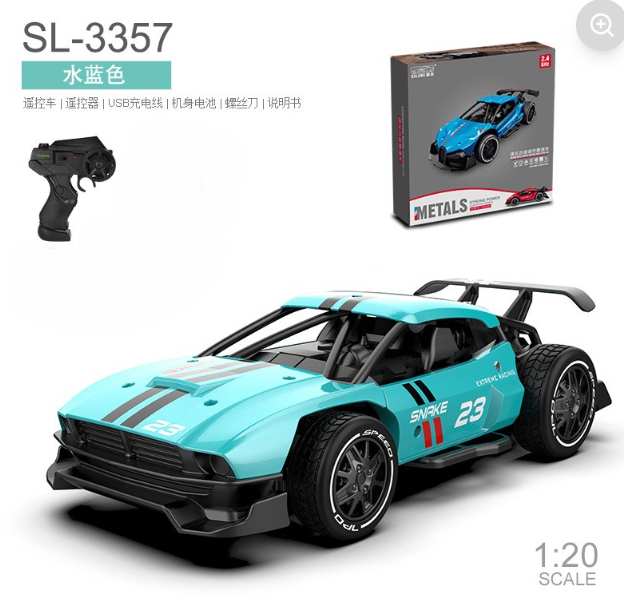 Metal Body 1:20 Scale Remote Control Car Cyan