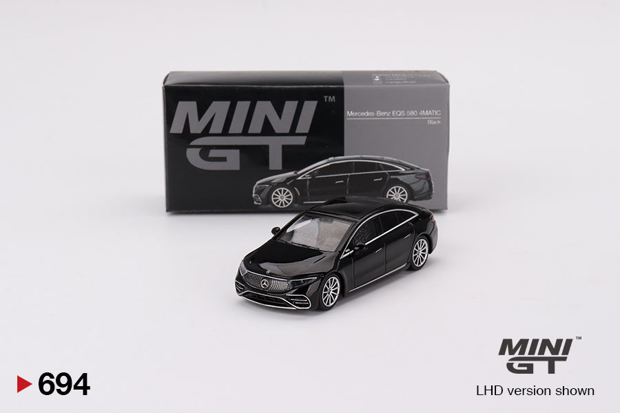 Mini GT #694 1:64 Mercedes-Benz EQS 580 4MATIC Black Diecast Model Car