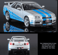 1:24 Nissan Skyline GT-R R34 Diecast Model Car Paul Walker Fast And The Furious