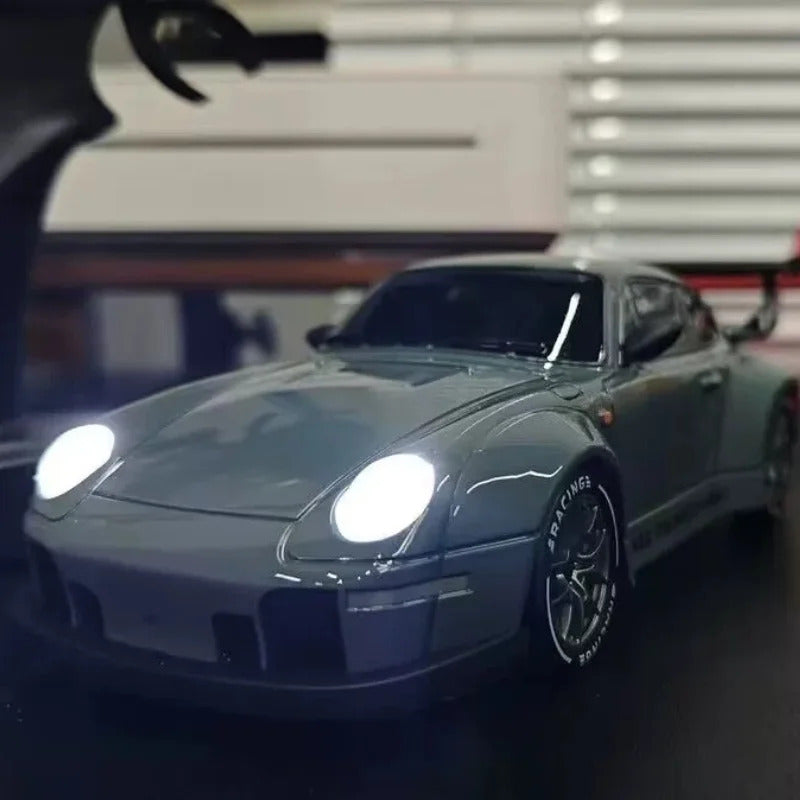 porsche drift car headlight on