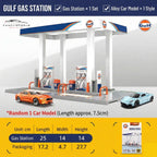 CCA Gulf Gas Station Diorama Set With Random Diecast Car Model