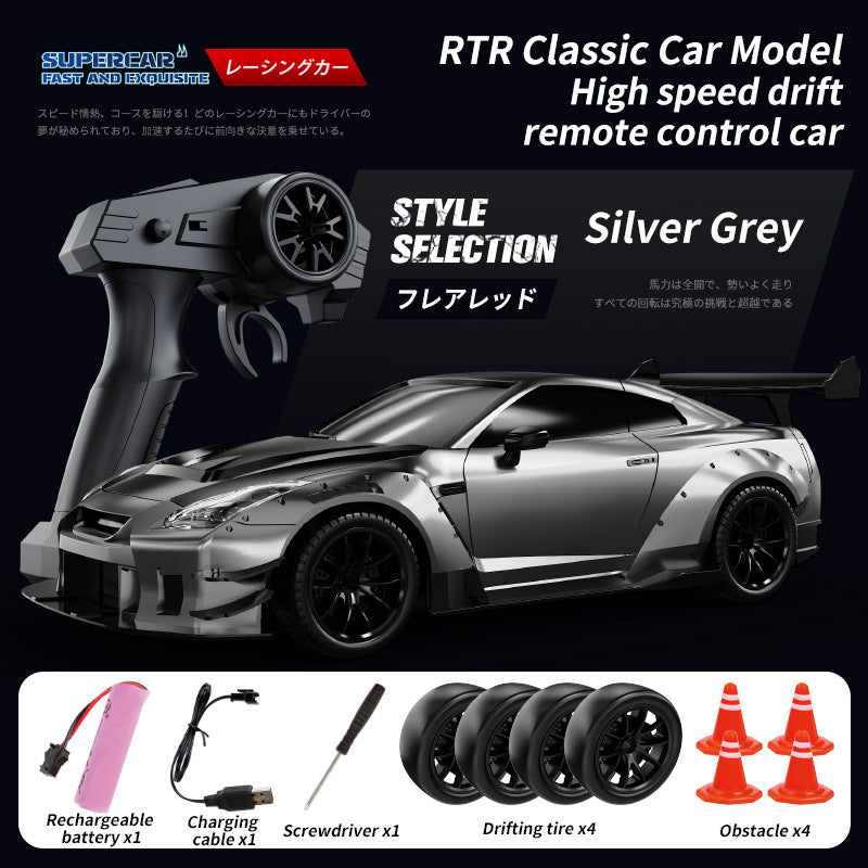 Nissan GT-R (R35) 4WD RC Drift Car With Tires & Traffic Cones